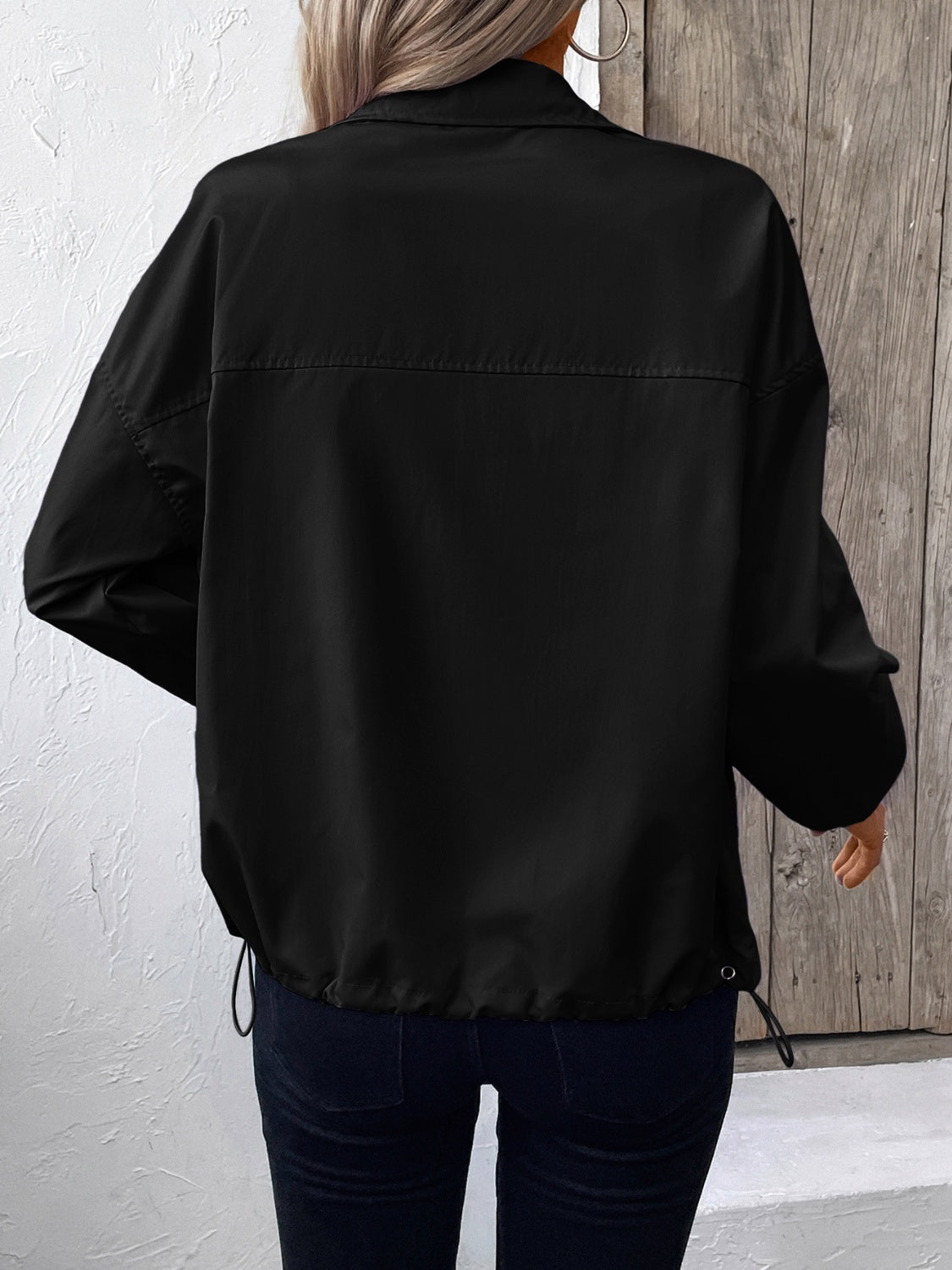 Pocketed Zip Up Long Sleeve Jacket