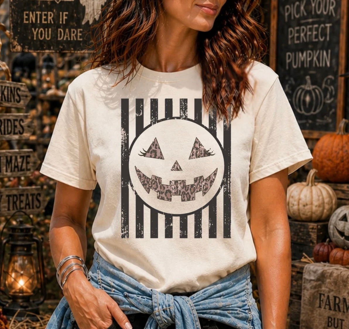 Leopard Pumpkin Face Stripes